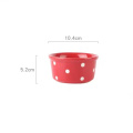 Small Cute Colored Porcelain Reusable Round Baking Bowl Manufacturers Dessert Fruit Salad Polka Dot Serving Ceramic Bowl